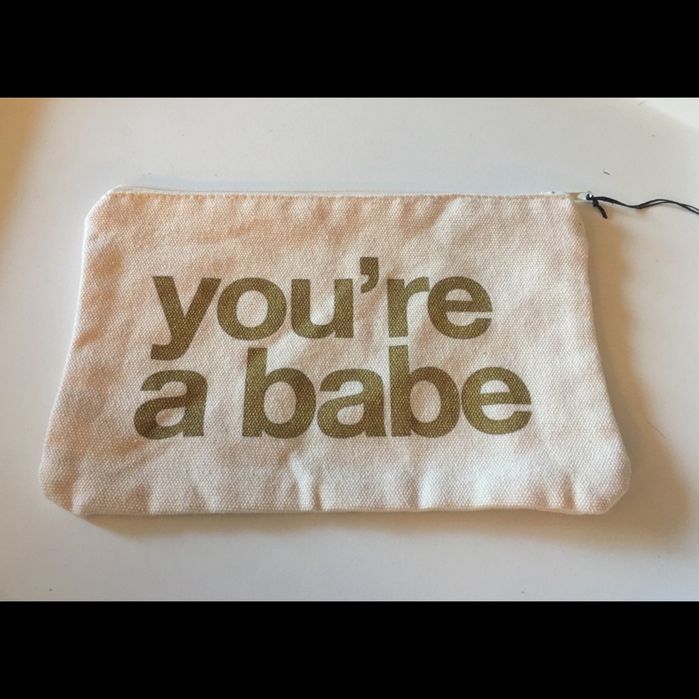 DOGEARED “you’re a babe” Canvas zip pouch NWOT